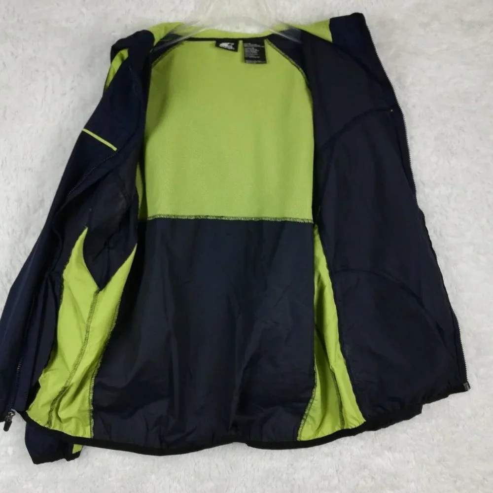 Starter Mens Jacket Windbreaker Hooded Zip‎ Blue Green Mesh Lined Lightweight M